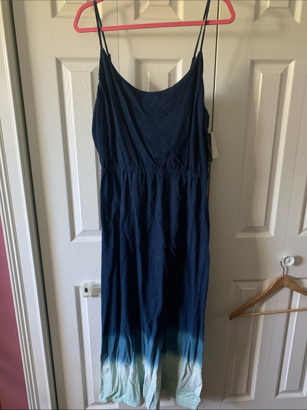 Chelsea & Theodore Deep Navy Cotton Maxi Dress with Spaghetti Straps